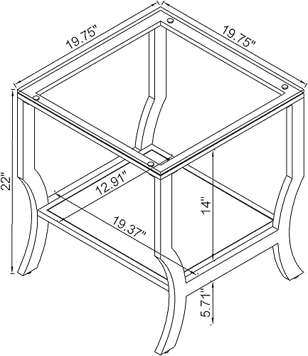 Miniatura 3 de Coaster Muebles vidrio parte superior mesa auxiliar con estante de vidrioCromado, Vidrio templado, Cromado