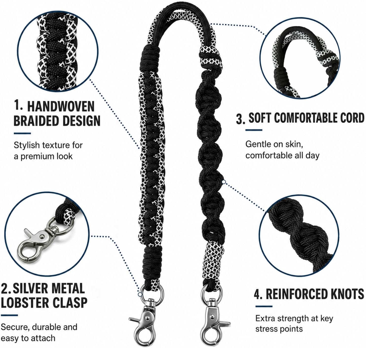 CYD Nylon Braided Phone Strap, Handmade Adjustable Crossbody Lanyard for Women with Patch image 5