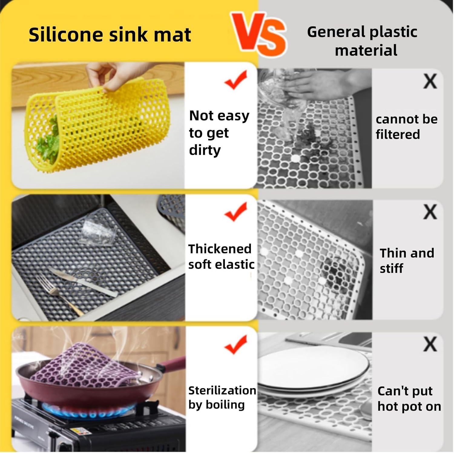 Silicone Sink Mat,16.93''x 12.59'' Kitchen Sink Protector Grid,Can DIY Drain Holes, Non-slip Heat Resistant Sink Liner for Farmhouse Stainless Steel Porcelain Sink