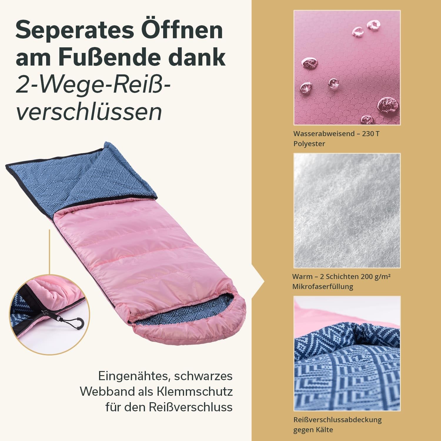 Skandika Deckenschlafsack Dundee Flanell | Baumwolle, Luxus-Qualität, koppelbar, Doppelschlafsack, 3 Jahreszeiten, bis -20°C, 220 x 80 cm/ 220 x 160 cm | Outdoor Camping Schlafsack