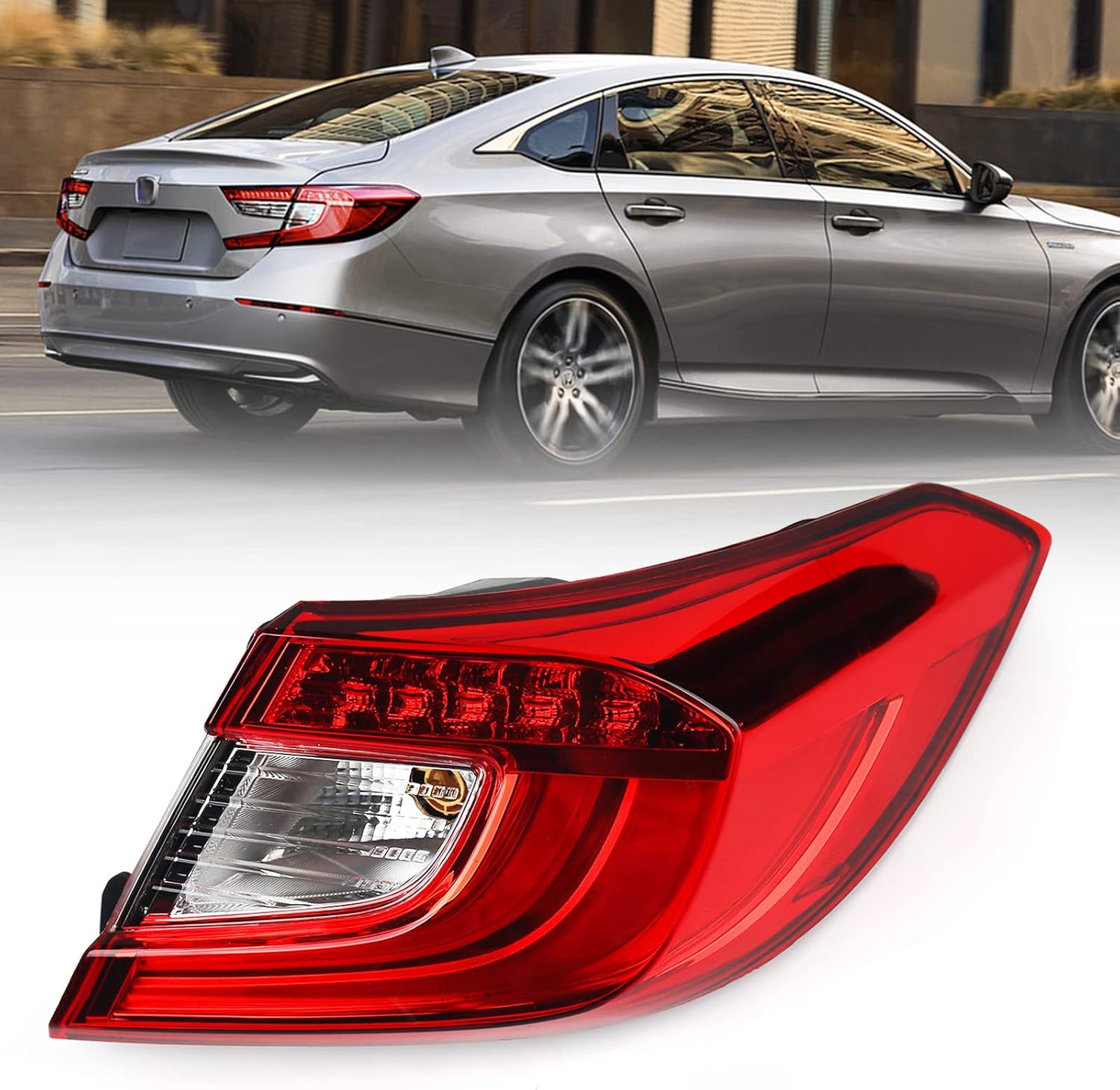 Huray Tail Light for Honda Accord 2018-2021 Outer Taillight Assembly Brake Lamp Replacement Passenger Side (Right) Passenger Side (Outer)