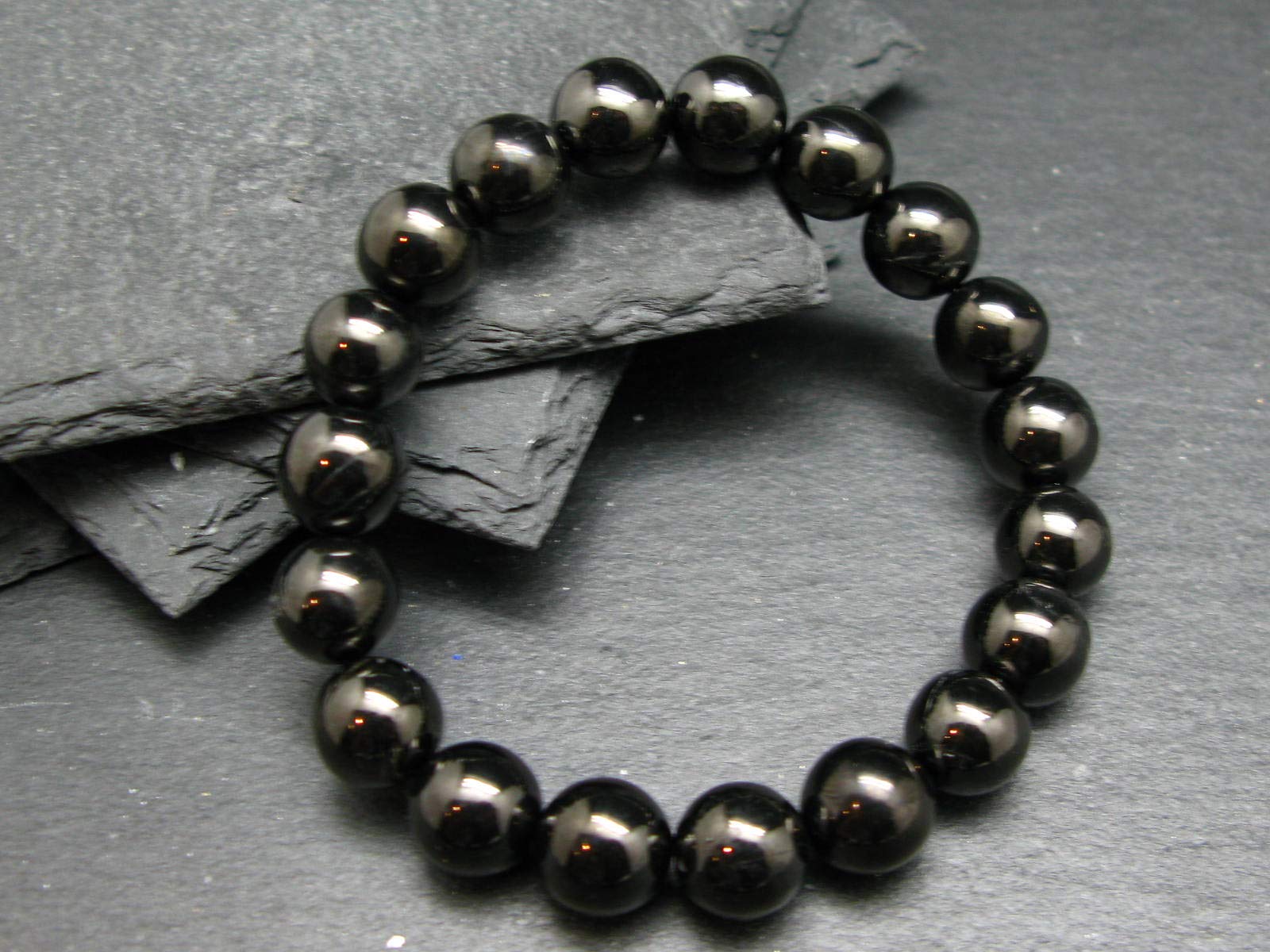 Elite Noble Shungite Genuine Bracelet ~ 7 Inches ~ 10mm Round Beads