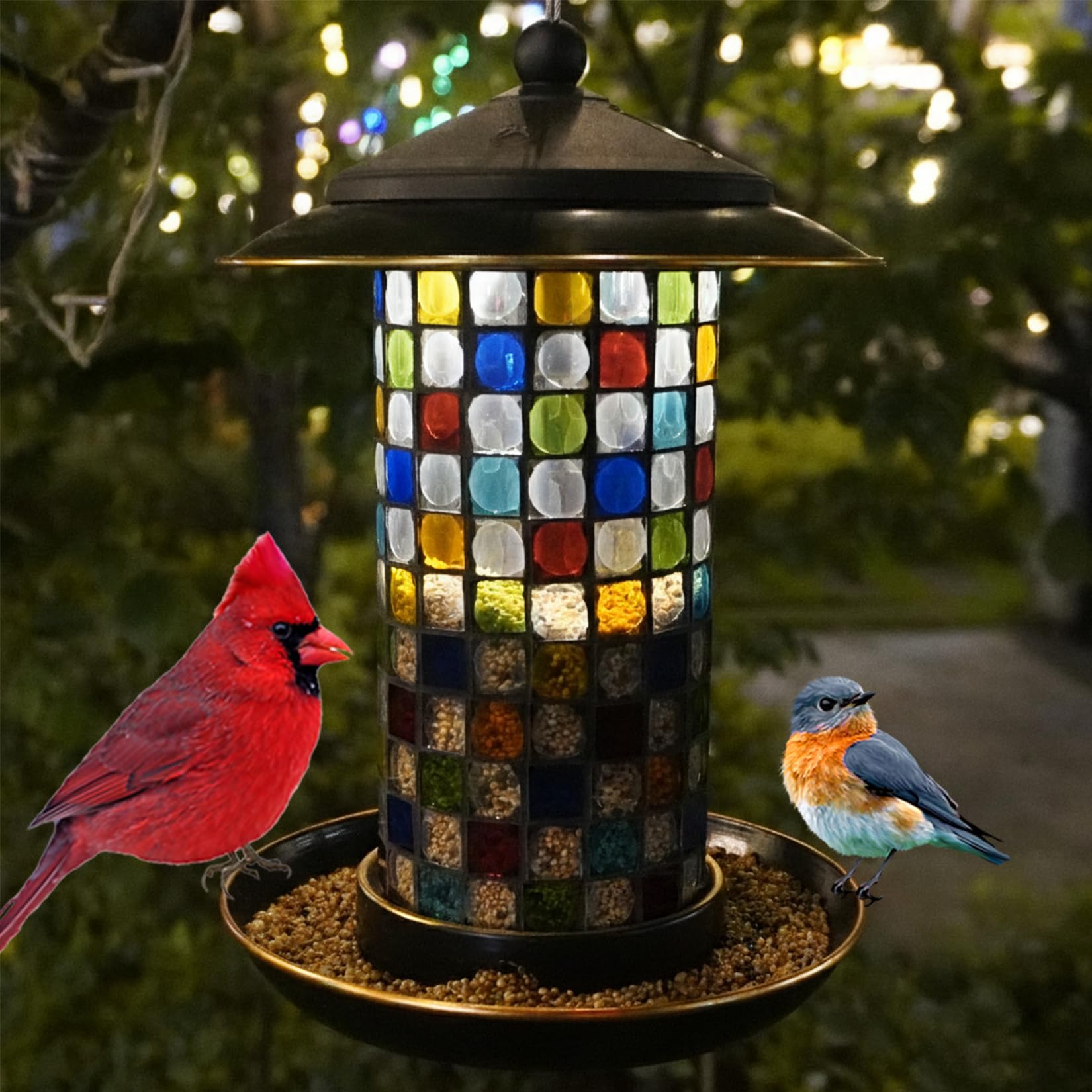 Mangeoire solaire oiseaux verre : protégez les graines et illuminez le jardin
