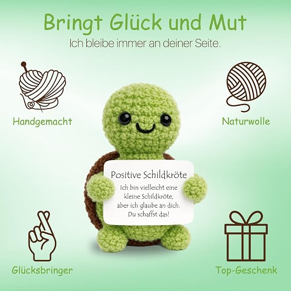 Farbeele Positive Schildkröte und Glücksbringer-Schlüsselanhänger, Pocket Hug Positive Figur, MutmacherGeschenk, Gute Besserung Geschenk, Glücksbringer Prüfung, Geburtstagsgeschenk - 4