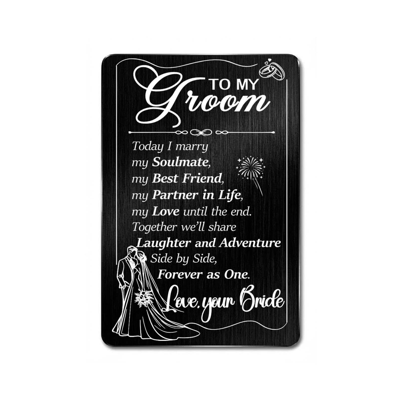 Hewonnn To My Groom Gift from Bride - Bride to Groom Wallet Card - Romantic Wedding Day Card for Husband from Wife