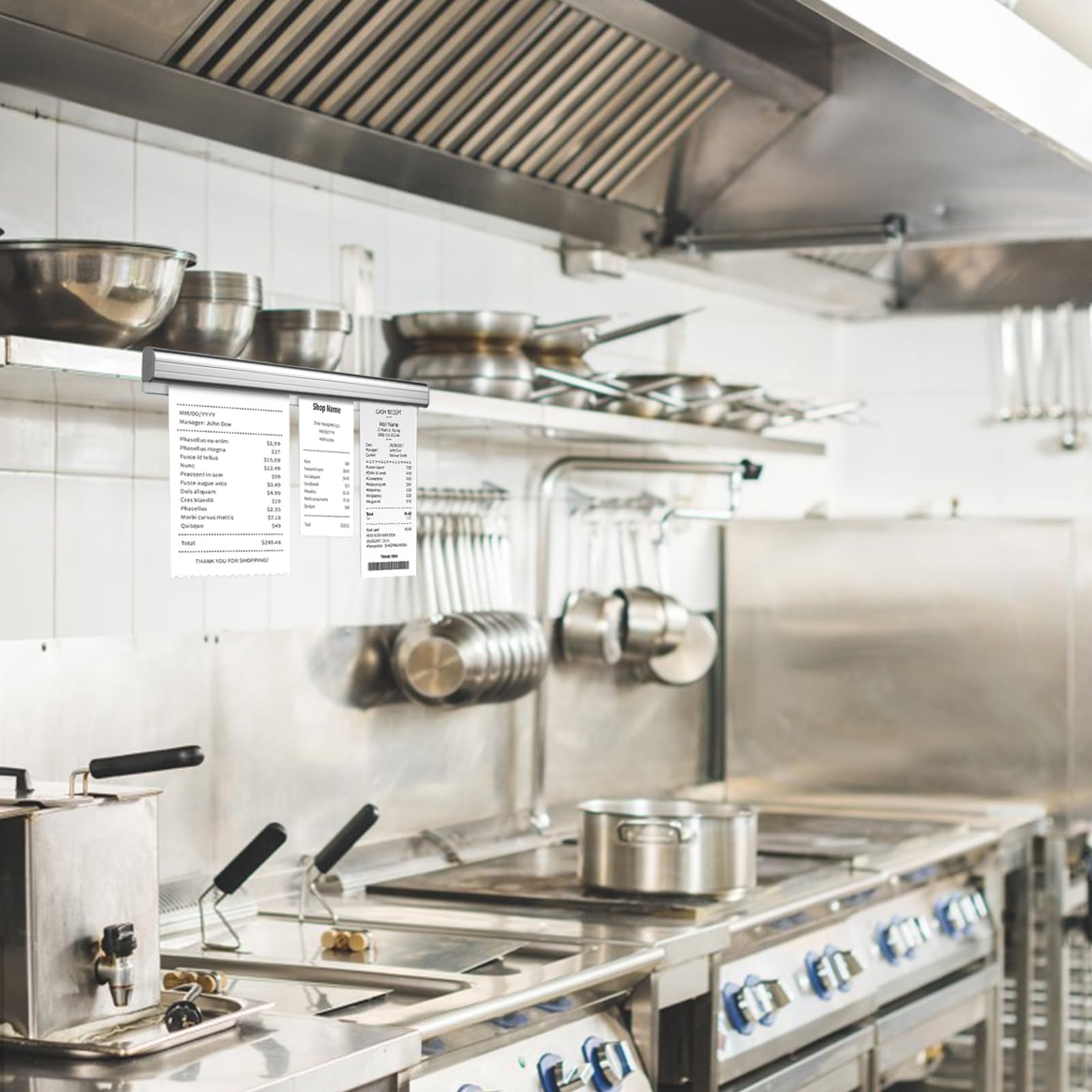 Lot de 3 Porte-bonbon gastronomie,40 cm Barre de serrage en alliage d'aluminium Auto-adhésif, tickets muraux avec pointes et base en métal