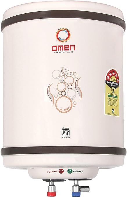 Omen Royal 10L Vertical Electric Water Heater| 2000 Watt| 4 Star | Copper Heating Element | Wall Mounting | Stainless Steel Tank | 6 Bar High Pressure rating| Made for Kitchen and Bathroom Application