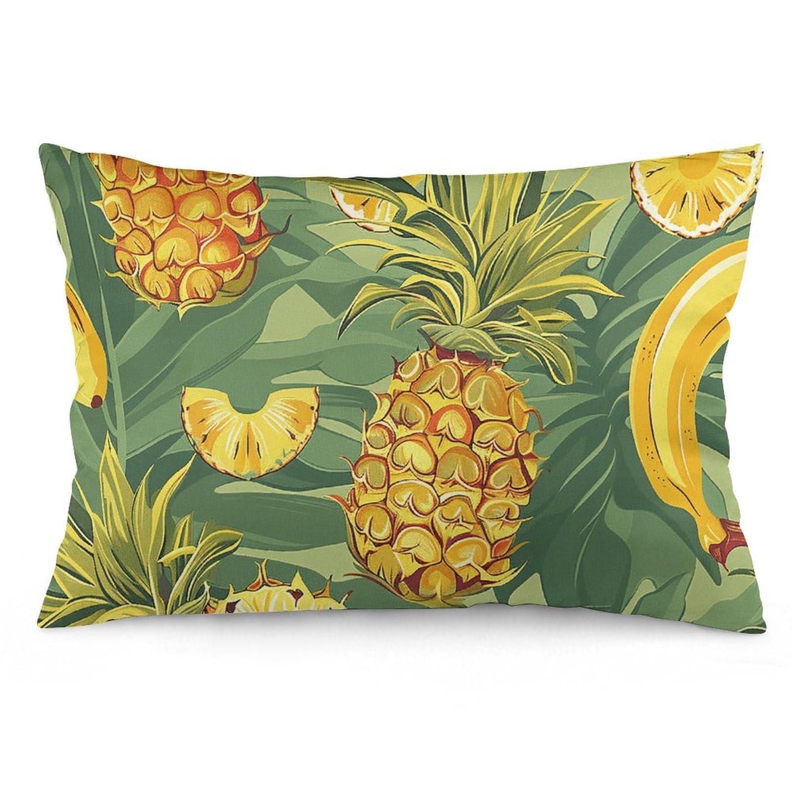 2 Pack Pillow Cases for Hair and Skin, Soft Breathable Pillow Case Covers with Hidden Zipper, Pineapple and Banana Pillowcase 12 "x20 Pillow Covers for Sleeping Gift