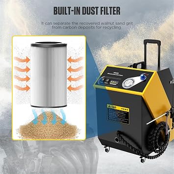 Dual-Mode Walnut Blaster, with 23 Pcs Adapters Walnut Blasting Machine for Cleaning the Highly Sticky Automotive Engine System Intake Pipe Exhaust Valve De-Carbon, Adjustable Pressure Easy Move,1500W