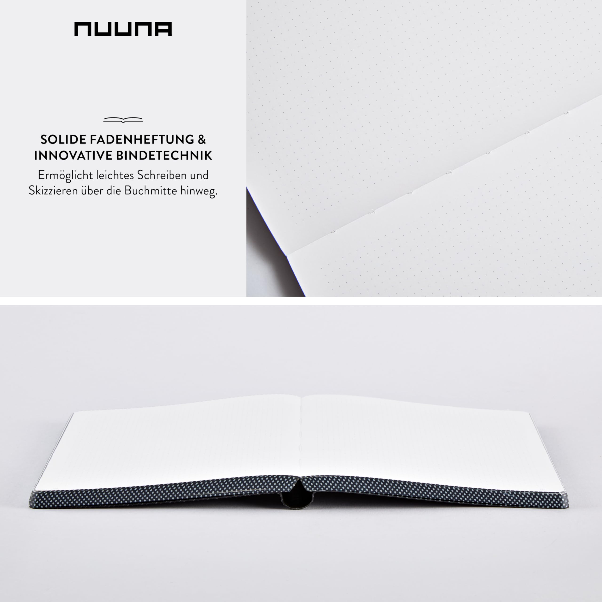 Nuuna Notizbuch A5+ Graphic L - Everything Starts From A Dot, Leder schwarz