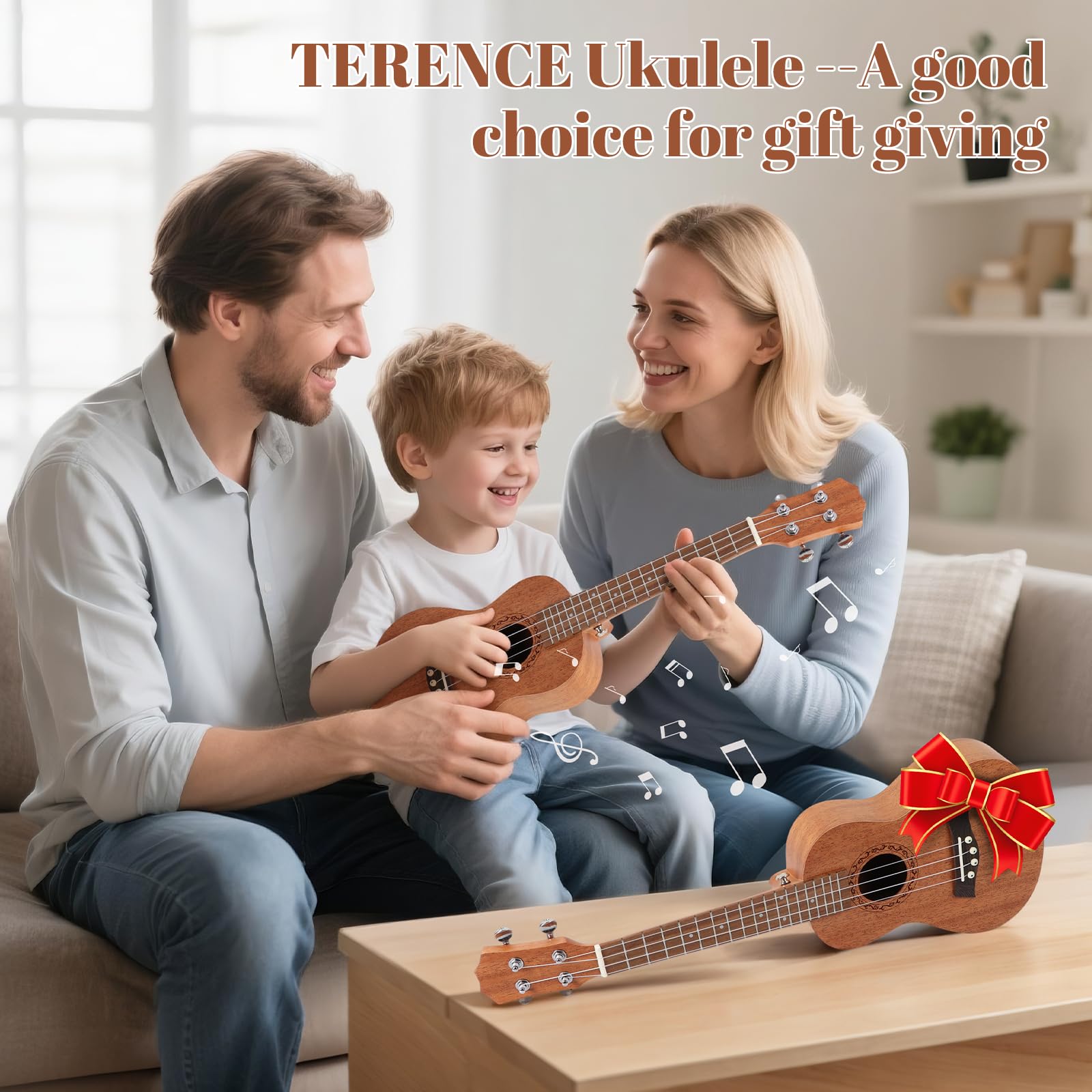 Ukulélé Concert pour Adultes & Enfants - Ukulélé Professionnel 23" en Acajou, Son Premium, Design Élégant & Nécessaire de Démarrage Complet (Housse, Sangle, Médiators, Cordes)