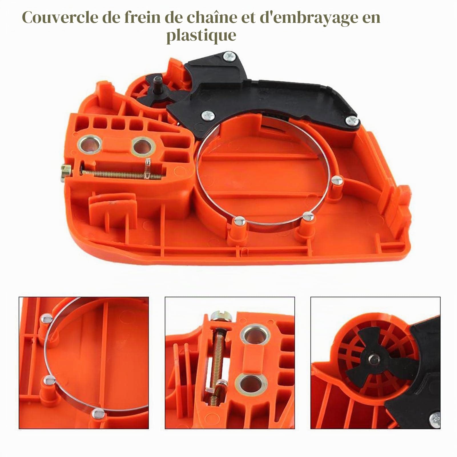 Nikou Couvercle de pignon d'embrayage, Ensemble de frein de chaîne for couvercle de pignon d’embrayage Convient for Husqvarna 235 235E 236 240 Scie à chaîne