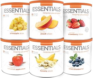Emergency Essentials MEGA Fruit Kit | Freeze Dried & Dehydrated Fruit Variety | 119 Servings | Up To 30 Year Shelf Life | Apples, Strawberries, Blueberries, Peaches, Bananas, Pineapple