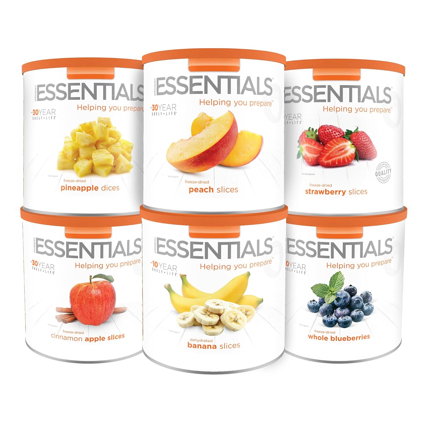 Emergency Essentials MEGA Fruit Kit | Freeze Dried & Dehydrated Fruit Variety | 119 Servings | Up To 30 Year Shelf Life | Apples, Strawberries, Blueberries, Peaches, Bananas, Pineapple