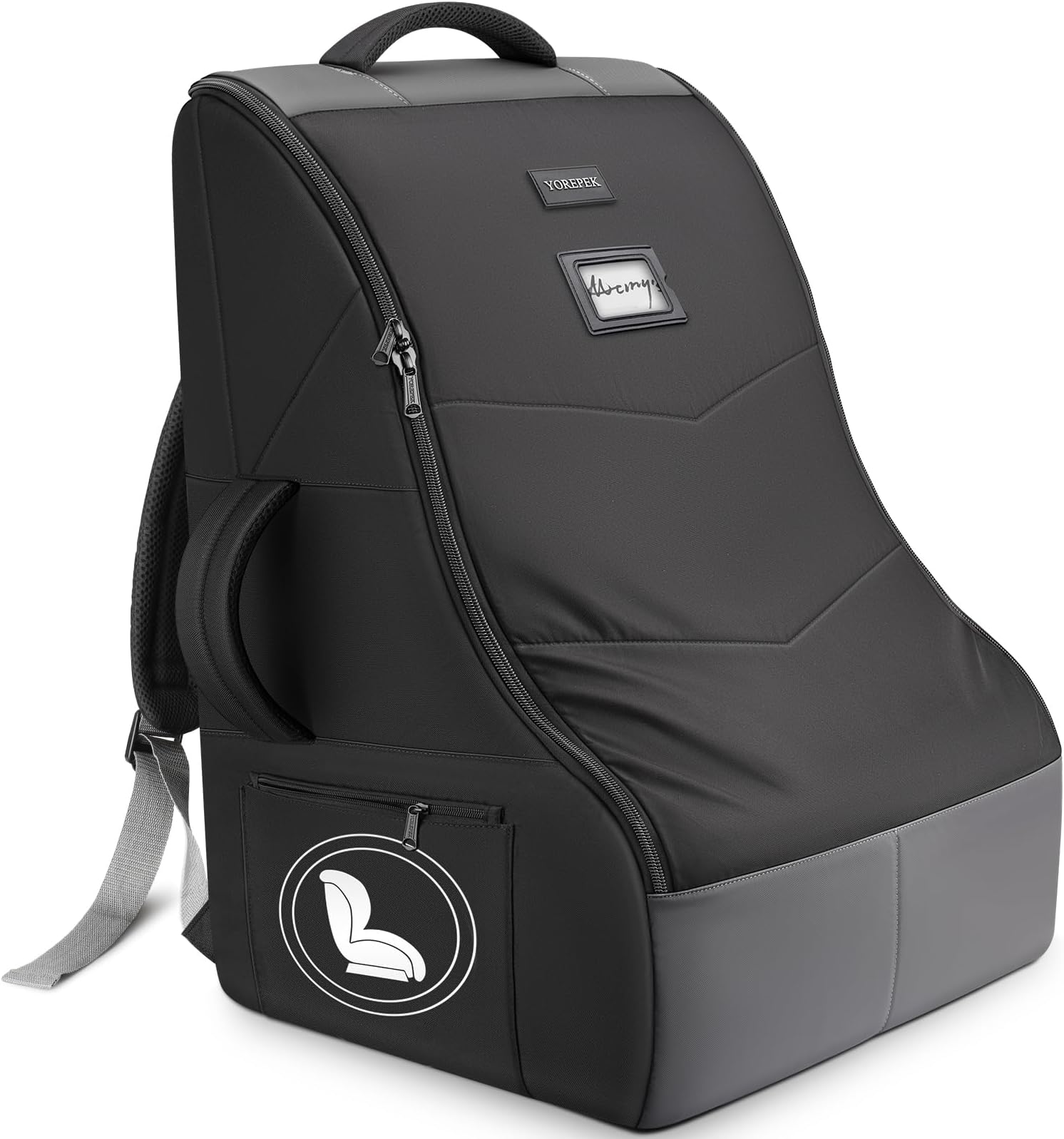 YOREPEK パッド入りカーシートトラベルバッグ 飛行機旅行用 Chicco、Britax、Nuna Ravaに対応 頑丈なカーシートバックパック 空港用 耐摩耗性の底部付き 大きなカーシートカバー 赤ちゃん旅行用