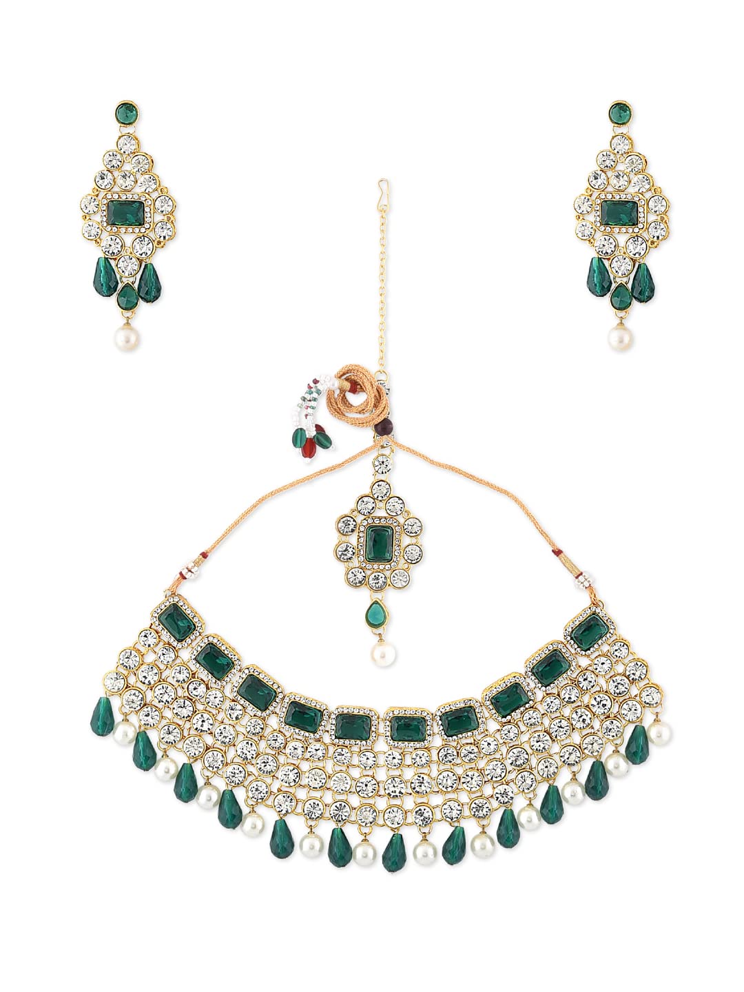 ZAVERI PEARLS Mesmerising Green Bridal Choker Jewellery Set For Women-ZPFK9424 (B084KKKHKK) Amazon Price History, Amazon Price Tracker