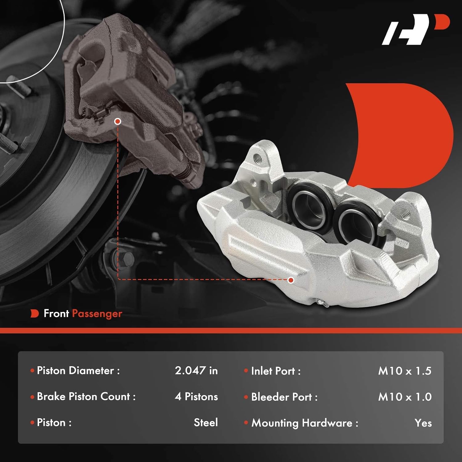 A-Premium Disc Brake Caliper Assembly with Bracket Compatible with Chevrolet Silverado, Silverado 1500 LTD, Suburban, Tahoe & GMC Sierra 1500, Yukon & Cadillac Escalade - Front Right Passenger Side