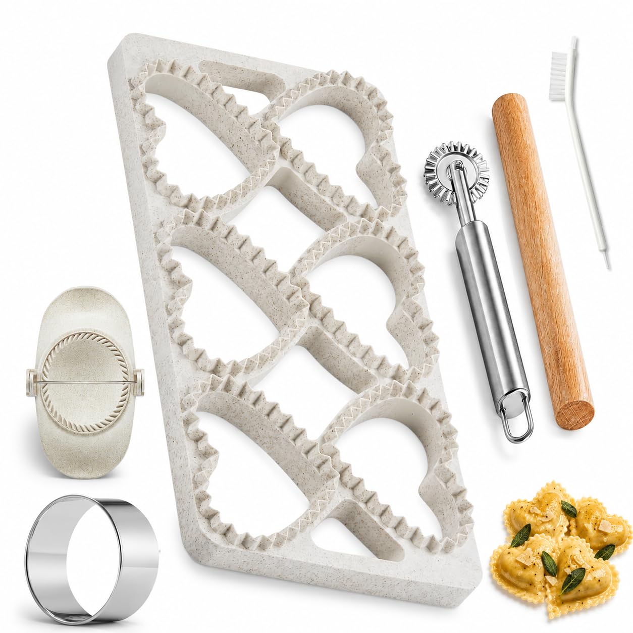 Ravioli Maker Press, Heart Ravioli Stamp Maker Cutter, Makes 6 Ravioli