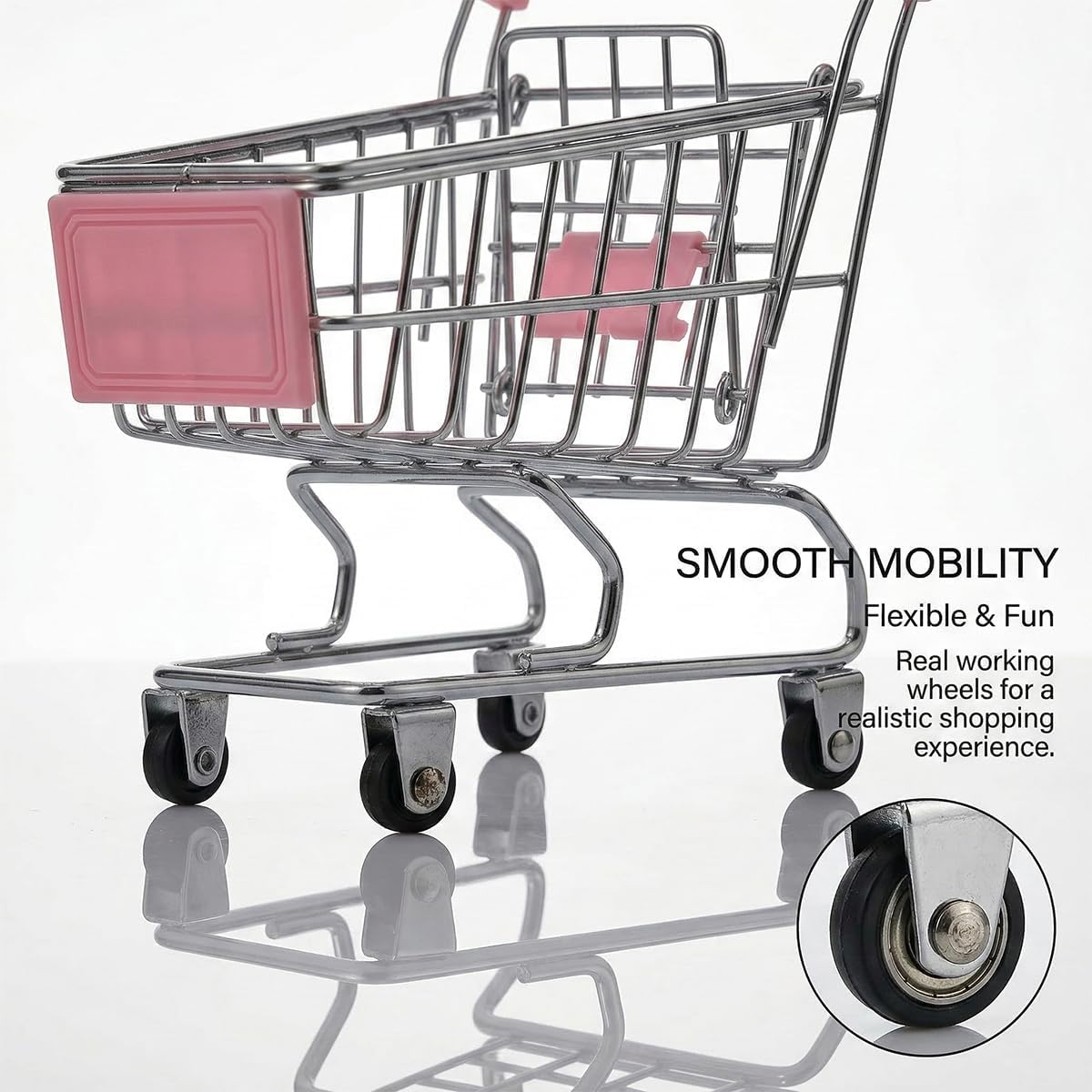 Mini Shopping Cart，Supermarket Handcart Mini Shopping Cart Mini Supermarket Storage Toy Decorative Ornaments for Storage Toys (Toy Shopping cart Pink)