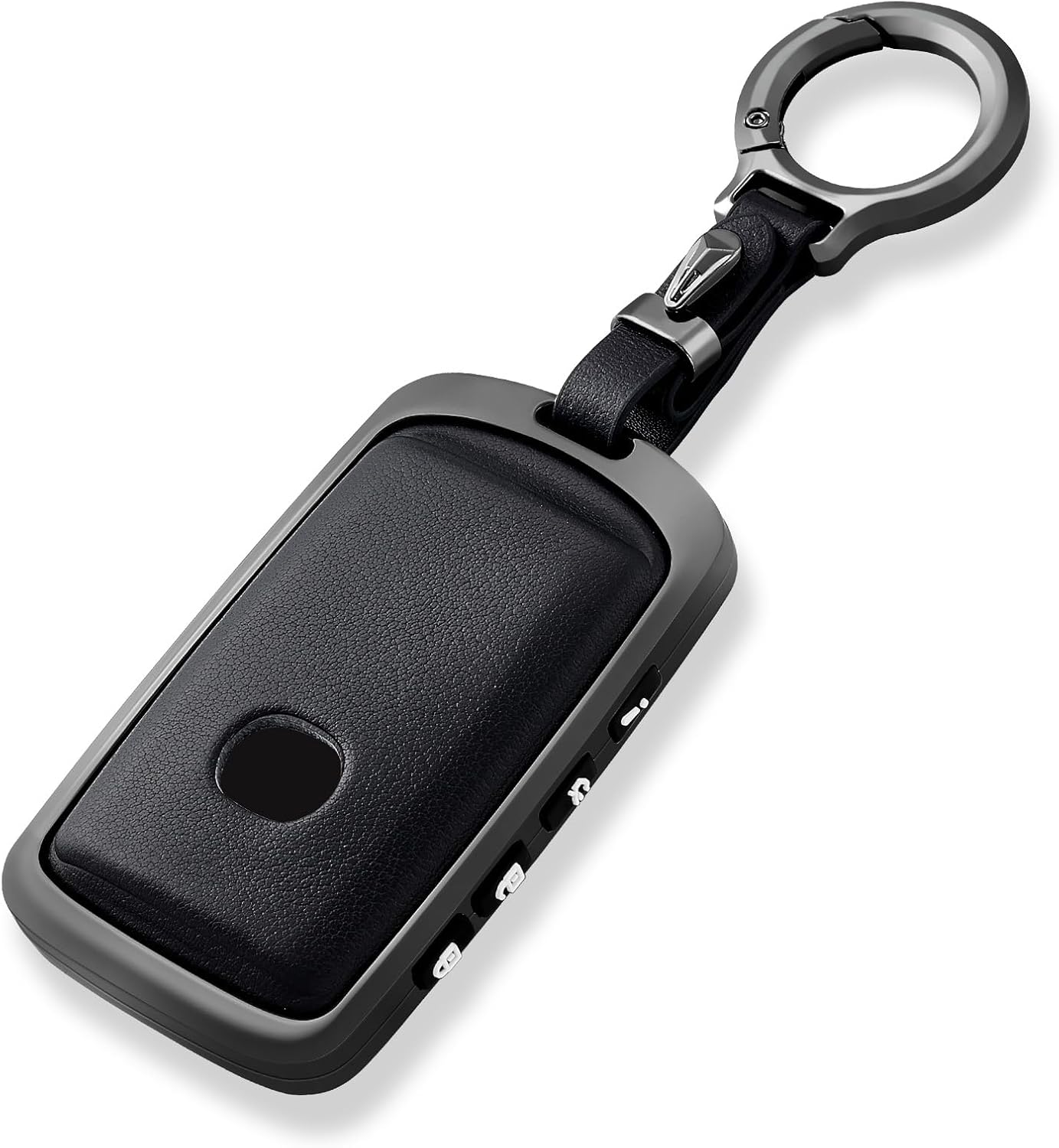 OFFCURVE Zinc Alloy Leather Key Fob Cover for Mazda, Key Fob Case Cover for 2019 2020 2021 2022 Mazda 6 3 Hatchback CX30 CX5 CX9 CX10 3-4-Button Smart Key Holder Car Key Protector Accessories, Black