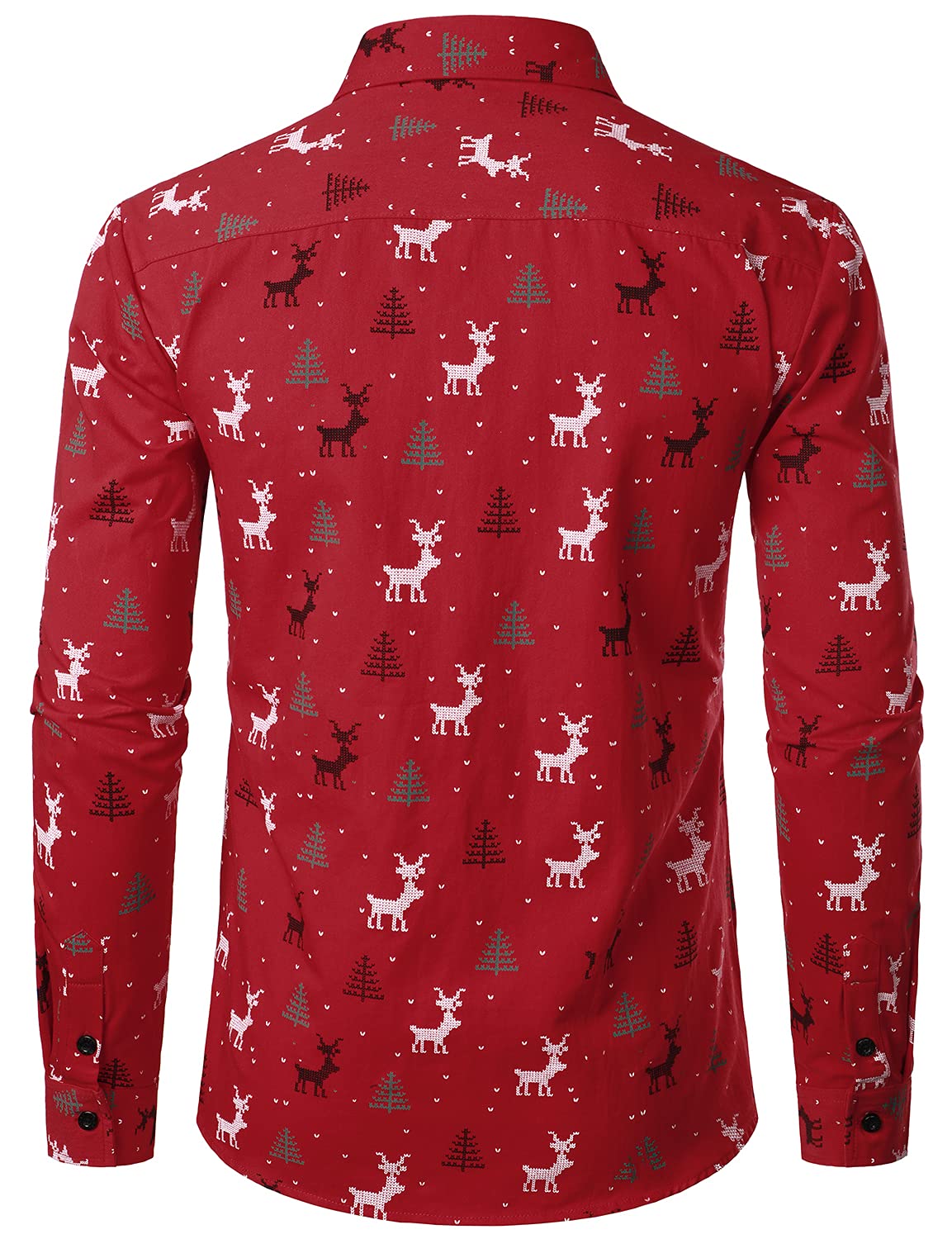 Jogal - Camicia da uomo con stampa natalizia originale, maniche lunghe e bottoni, stile casual
