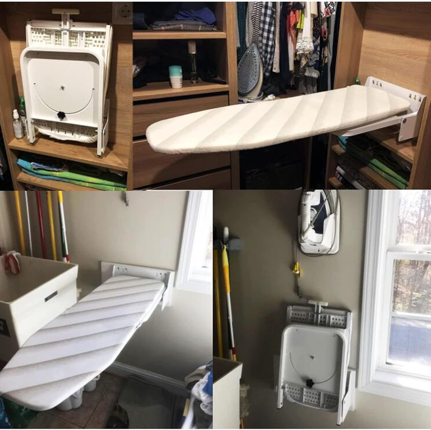 Ironing Board Wall-Mounted Ironing Board,95cmx33cm,Space-Saving 180° Swivel Heavy Duty Ironing Board Hanger on Wall for Home Laundry Room with Manual Foldable Ironing Station (A 95x32.6x18.55cm) (A
