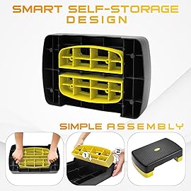 Yes4All 18.9 Aerobic Exercise Step Platform with 2 Risers, Adjustable Height Workout Stepper 3 5.1 for Home Gym