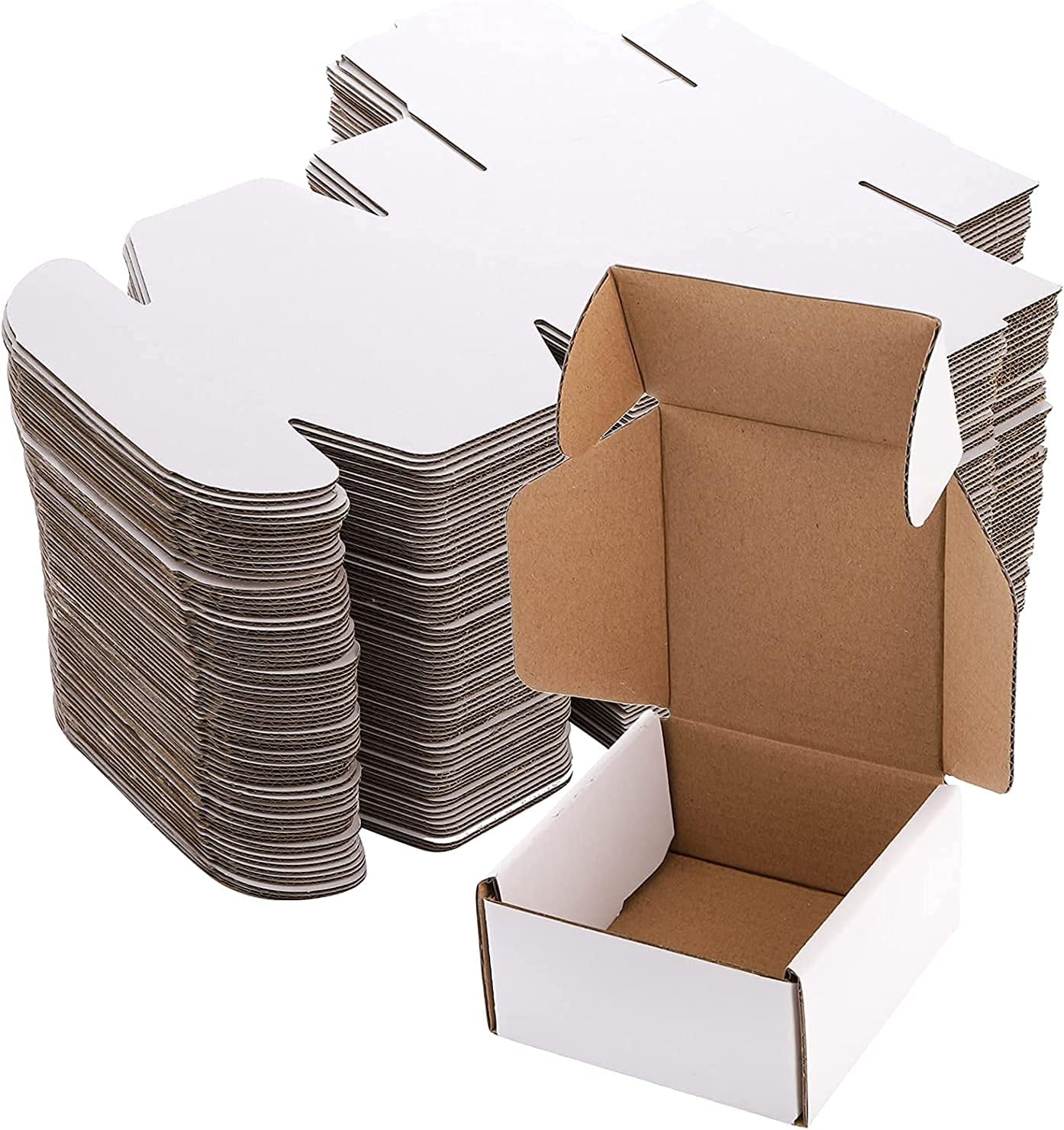 Jucoan 75 Pack Corrugated Mailer, 10x10x5cm Small Shipping Boxes, Small