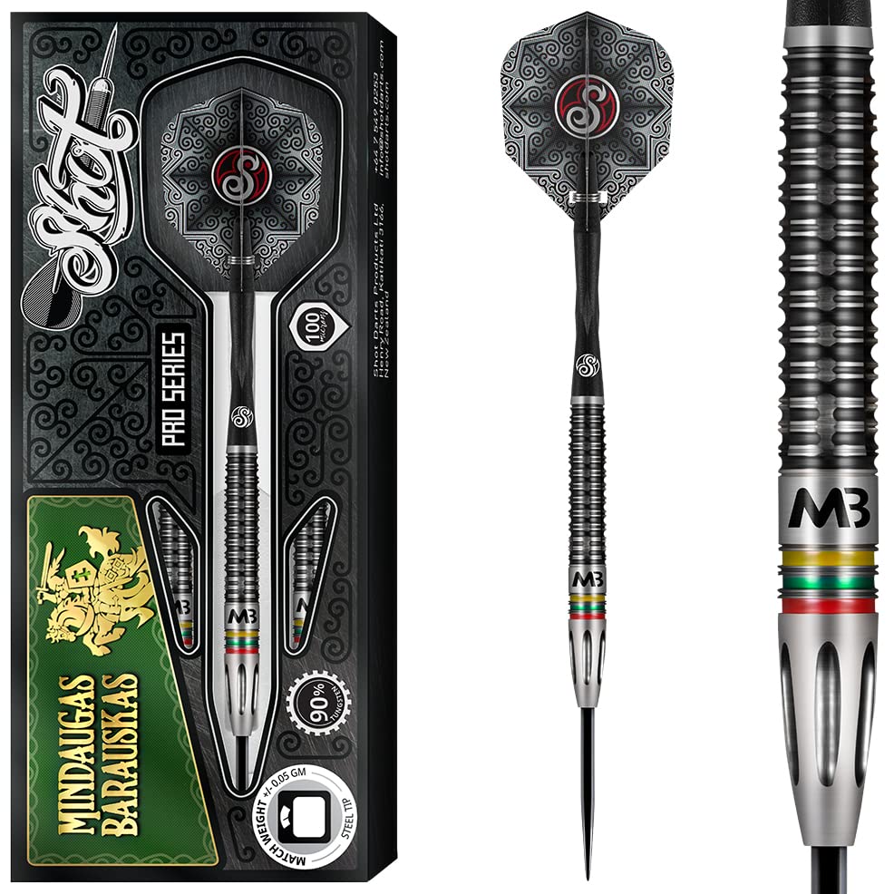 Fléchettes en acier 25 g Shot Pro Series Barauskas 90 % pour cible traditionnelle