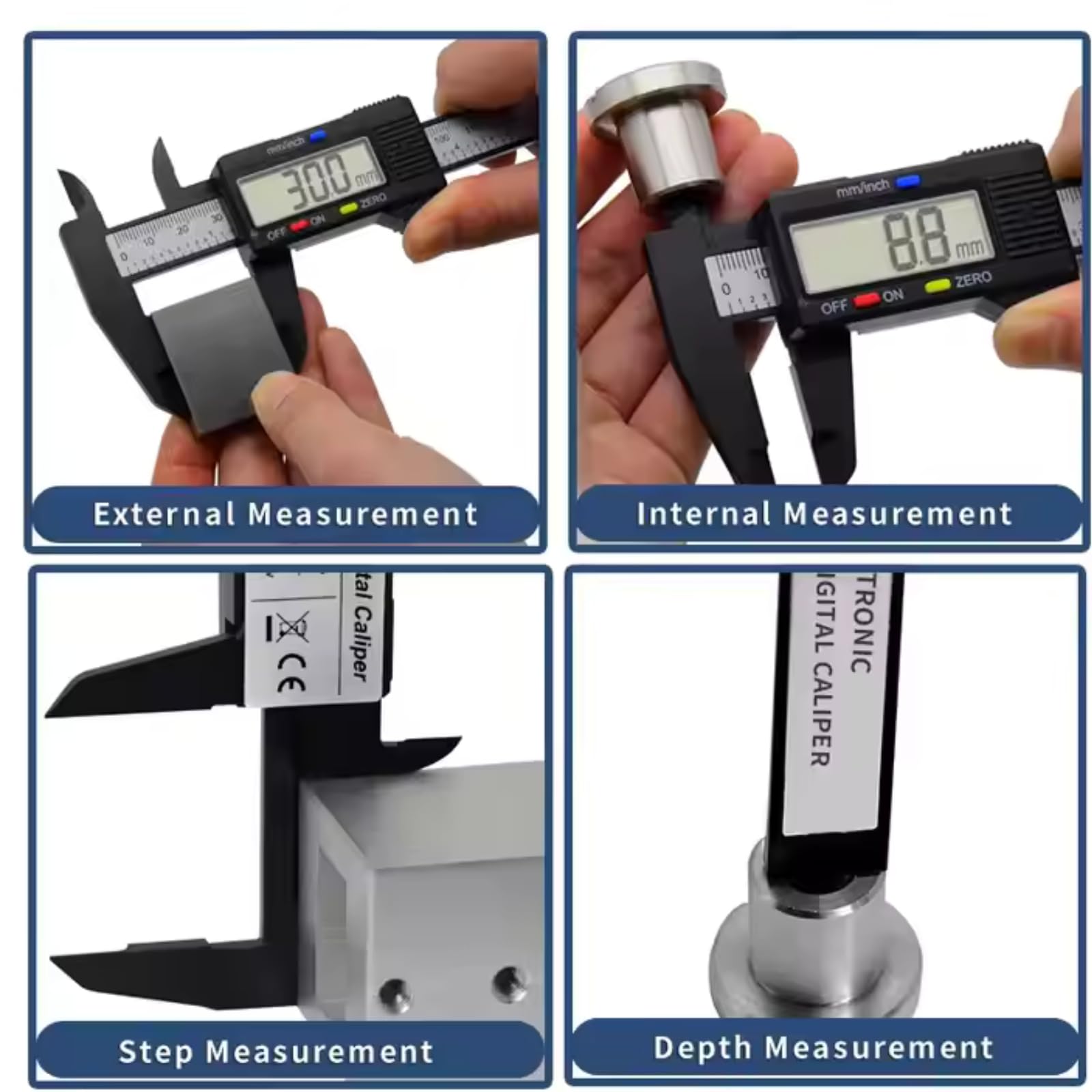 TASMAX vernier caliper150mm Electronic Digital inch and Millimeter Conversion LCD Screen displays 0-6"caliper150mm electric tools Automatic Shutdown Suitable jewellery DIYtools Measurement(Pack of 1) - Image 6 thumbnail