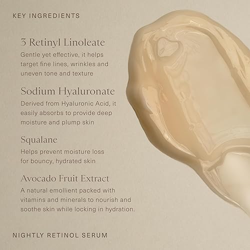 Miniatura 5 de Oak Essentials Nightly Retinol Serum Suero facial antienvejecimiento con retinol suave, escualano y extracto de aguacate, 1 onza