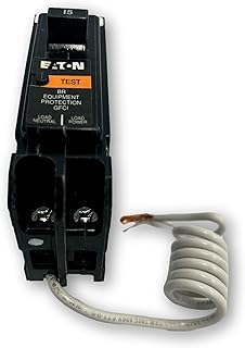 Eaton BRN115EP BR GFCI Circuit Breaker; 15A; Single-Pole; for 120V Applications; Plug-in Molded Case; 10 kAIC; 14-8 AWG Wire