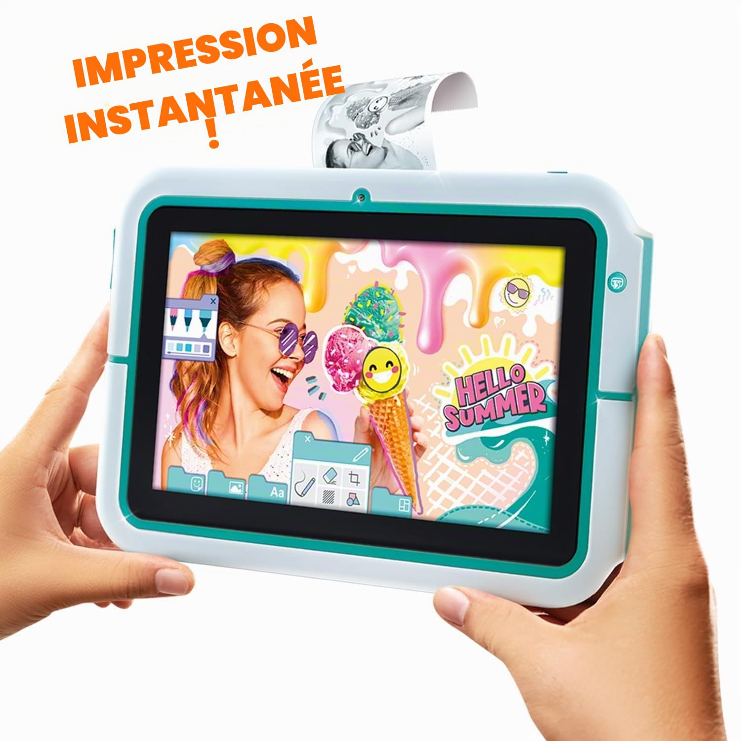 Canal Toys - Pad Creator Tablette Créative 6-en-1 à Impression Instantanée sans Encre – Écran Tactile 8” + Stylet – Photo, Vidéo, Dessin, Journal Secret – 3 Rouleaux Papier + USB-C – 8+ Ans -CLK 023