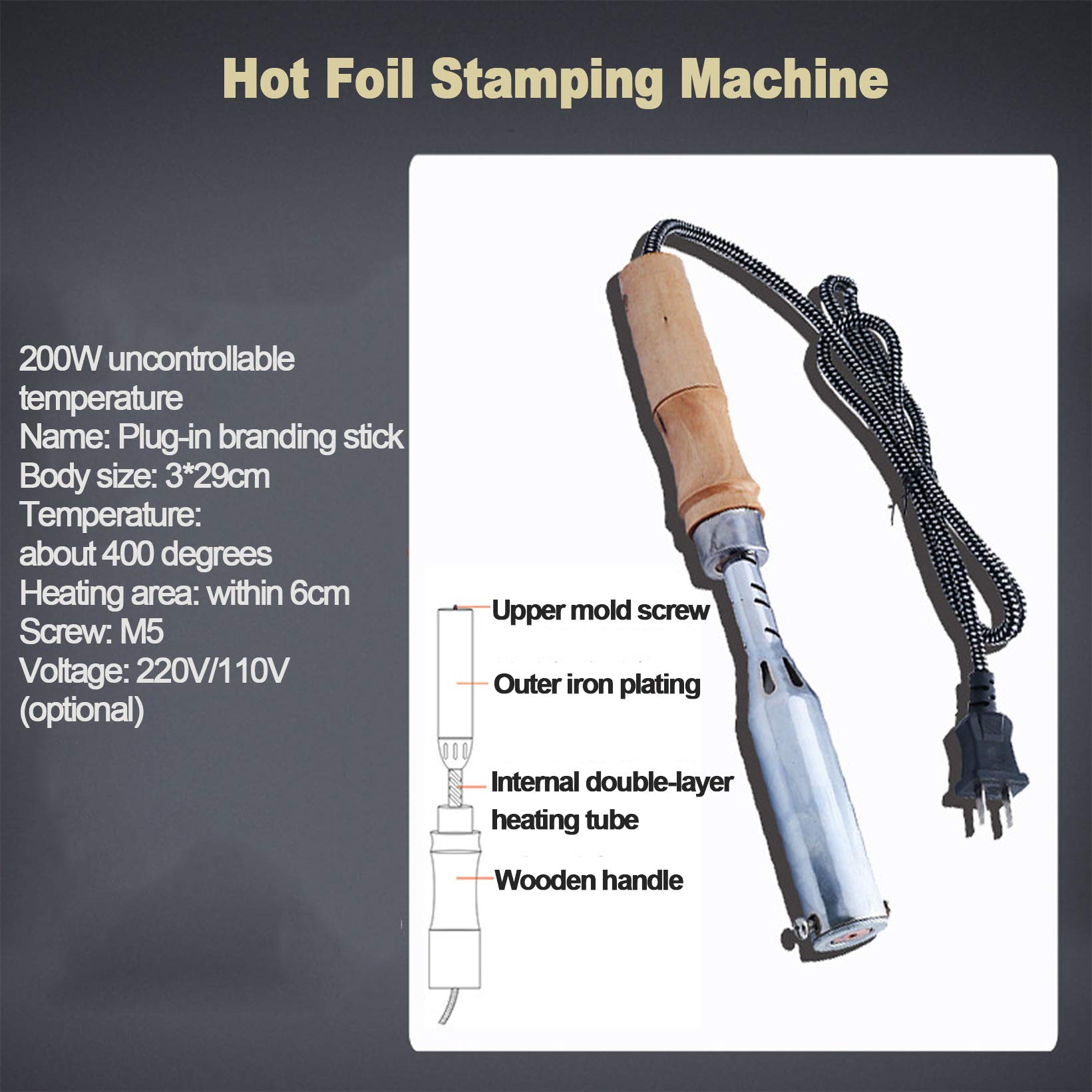 Multifunctionele 220V Folie Hot Stamping Machine Logo Embossing Messing Alfabetten Letters Label Bronzing Machine Leer Hout Stempel Embosser Tool Set (Persbord Grootte: 10X13cm
