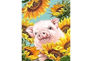 Diamond Painting Kits for Adults, Sunflowers Pig 5D DIY Diamond Art by Eiazuiks