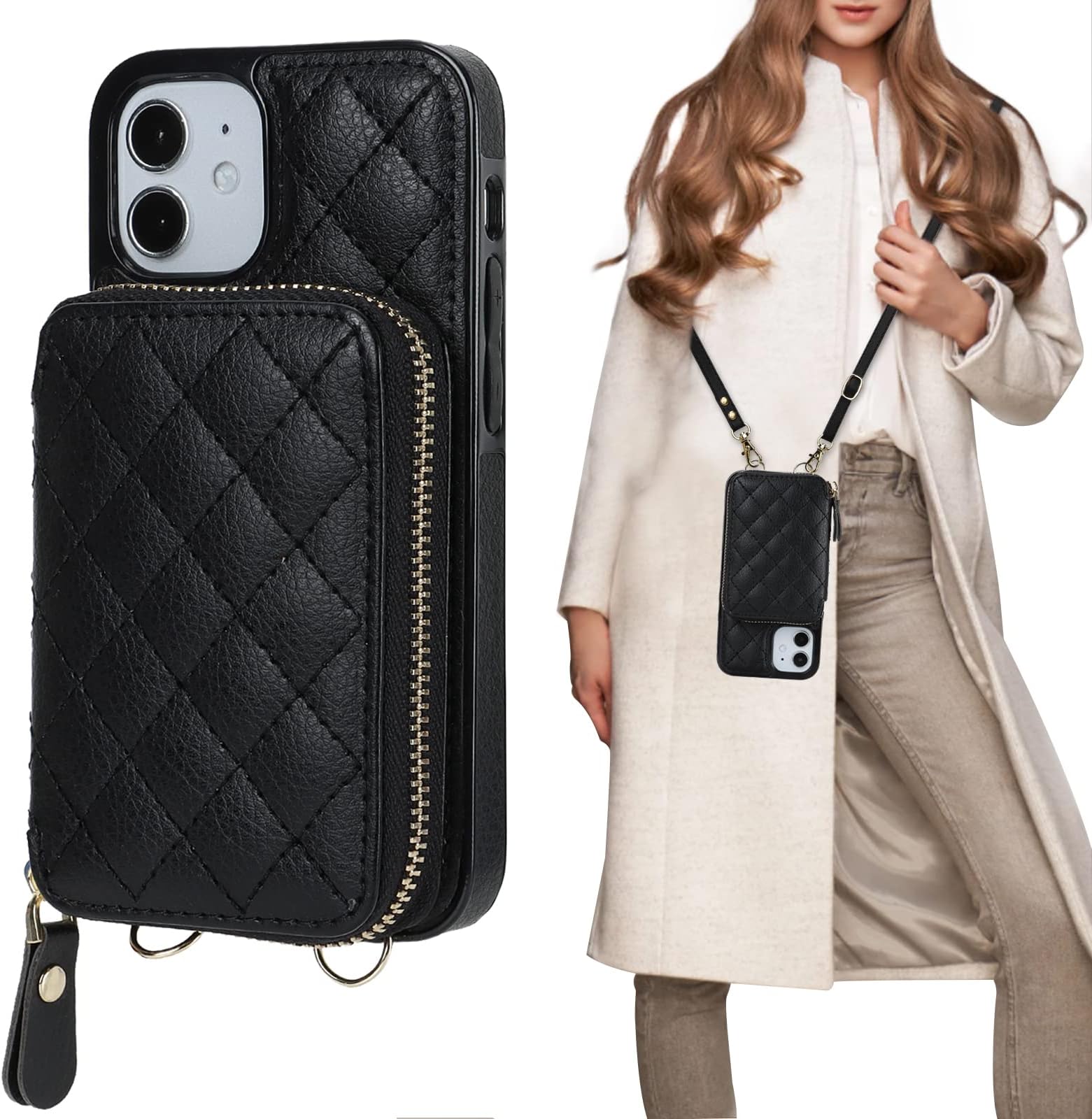 Crossbody Phone Case Wallet Compatible iPhone 12 Mini, RFID