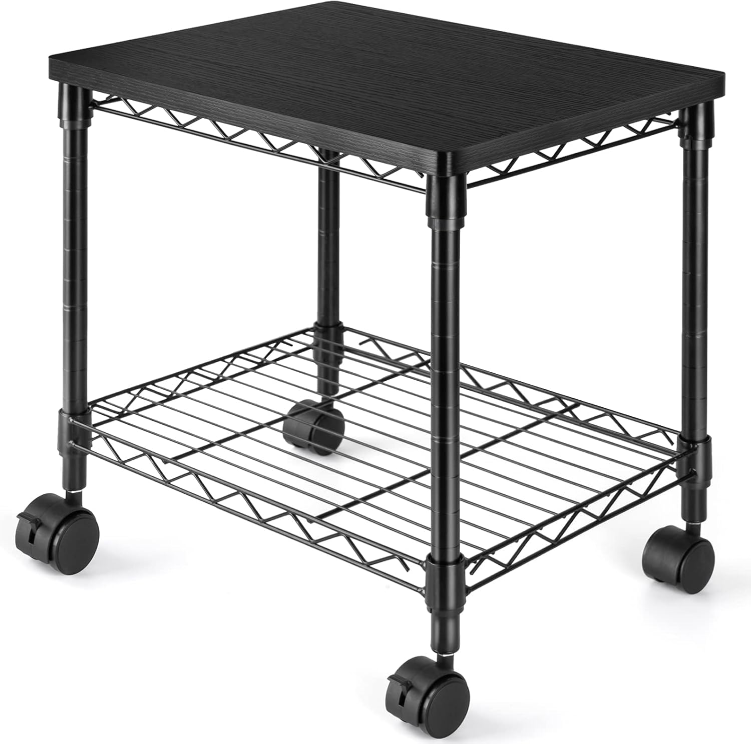 HUANUO Under Desk Printer Stand, 2 Tier Printer Cart for Storage
