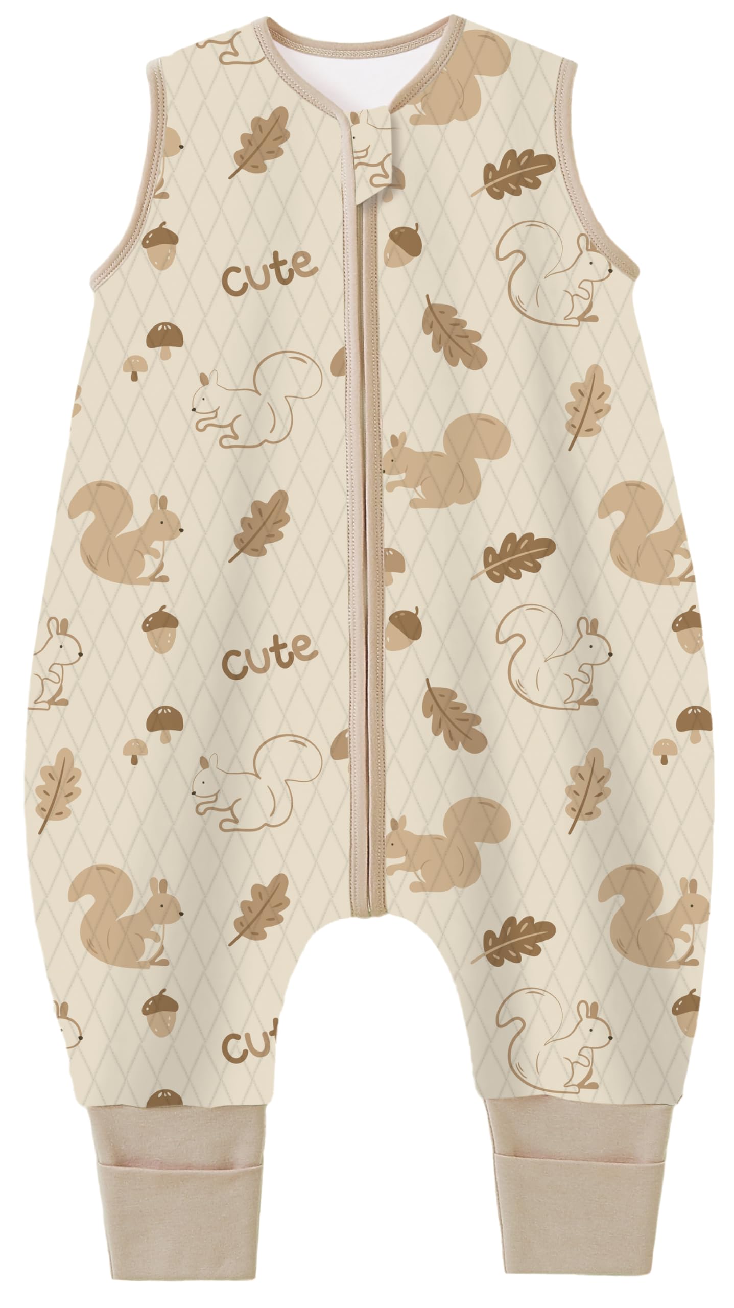 Chilsuessy Baby Ganzjahres Kinderschlafsack mit Füssen 1.5 Tog,Kleinkind Winter Schlafsack 100% Baumwolle, 1.5 Tog/Eichhörnchen Wald, 90cm/Baby Höhe 100-110cm