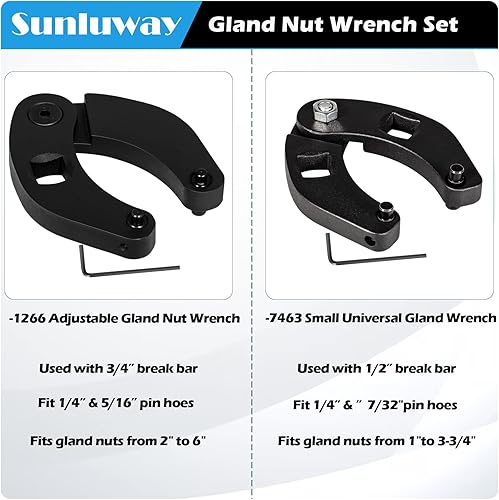 Vista 18 de Sunluway 1266 Llave de tuerca de glándula ajustable, cilindros hidráulicos universales en la mayoría de equipos de granja y construcción para quitar