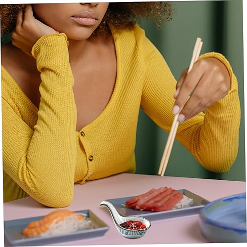 Miniatura 5 de Angoily Cuchara de caviar de cerámica elegante, 2 piezas, plato de condimento, elegante cuenco de refrigerio, material de grado alimenticio, fácil