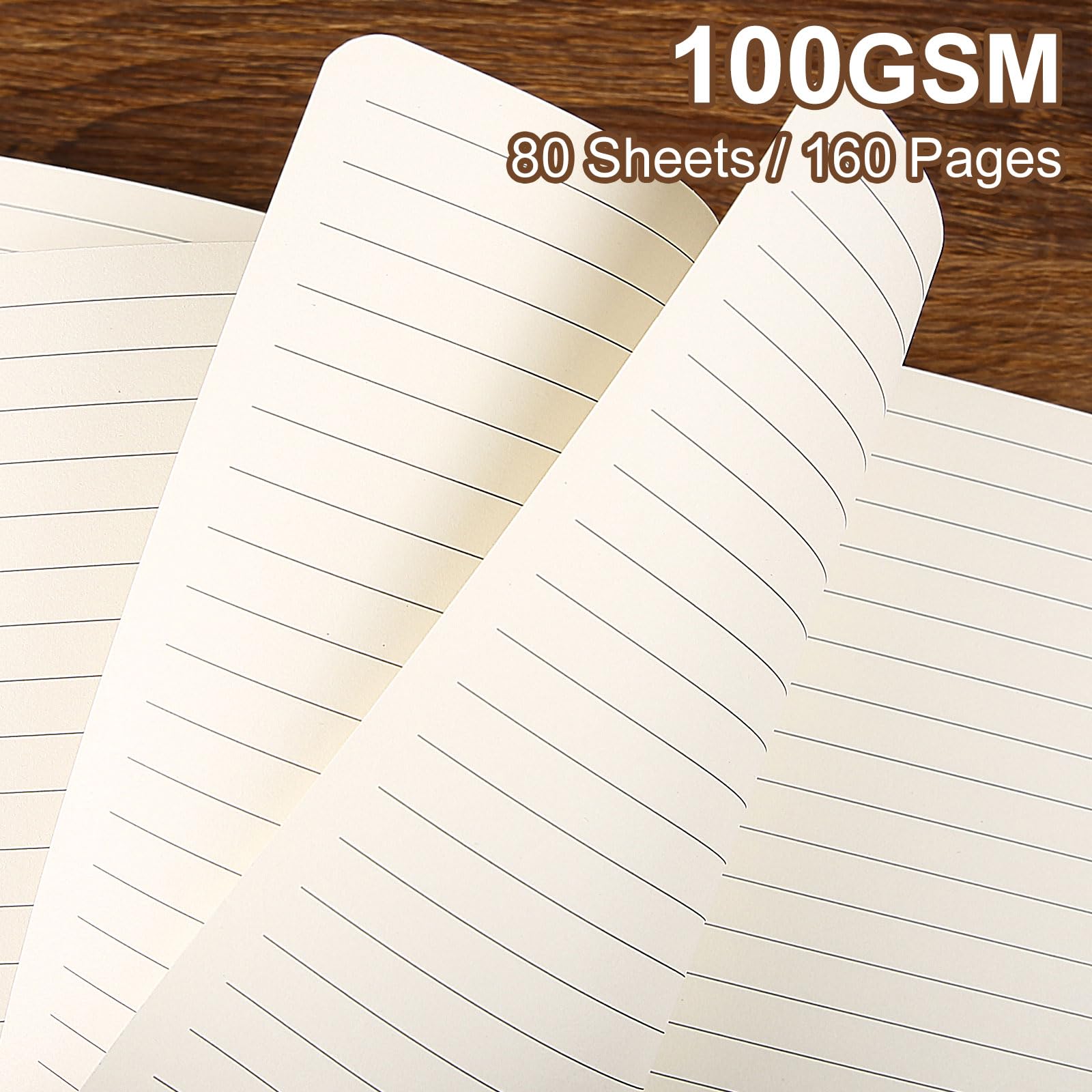 Notatnik w linie, B5, 80 arkuszy, 160 stron, 100 g/m², gruby papier, twarda okładka, skórzany, notatnik dla kobiet, mężczyzn, do pracy, biura, szkoły, pisania