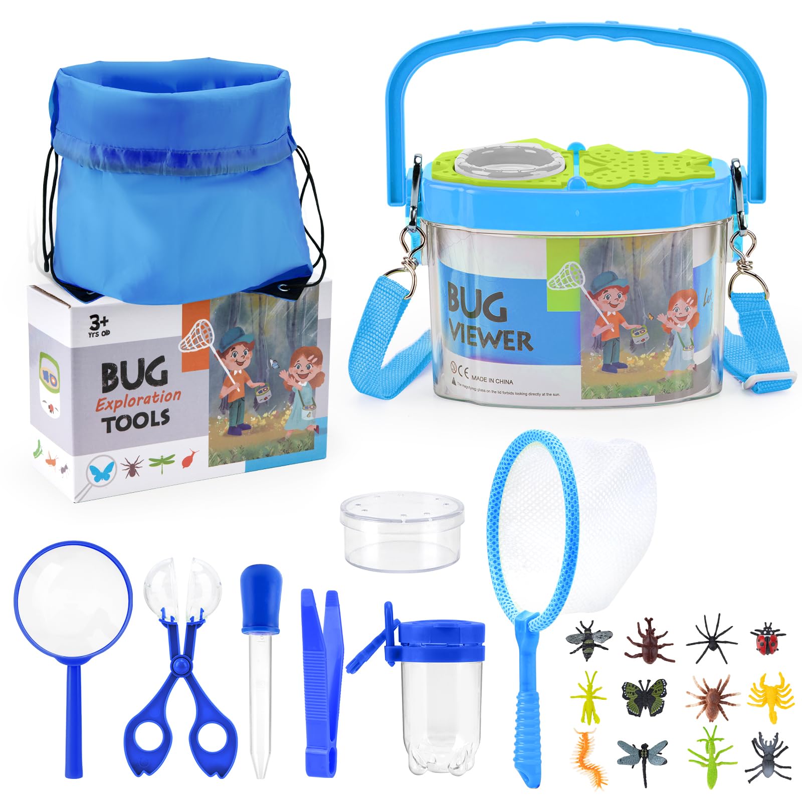 Growithu Bug Hunting Kit for Children: 23 PCS Bug Catcher for Kids Outdoor Explorer Toys for 3 4 5 6 7 Year Old (Blue) — image 1