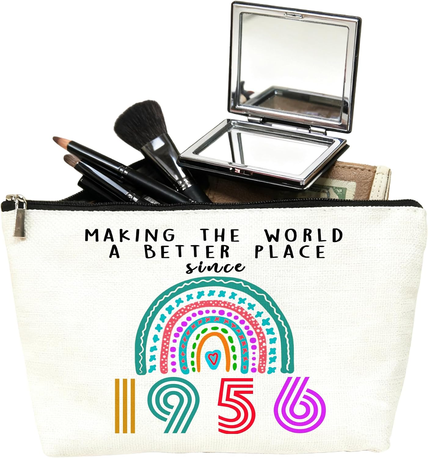 70th Birthday Gifts for Women Cosmetic Bags, Funny 1956 70 Year Old Birthday Decorations Gift Ideas Makeup Bag for Grandma, Mom, Her, Wife, Sister, Aun Makeup Travel Bag (1956) image 5