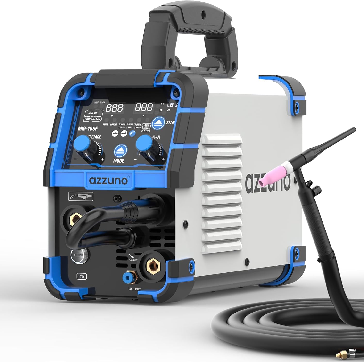 Davant view of AZZUNO MIG-155F Welder with connections