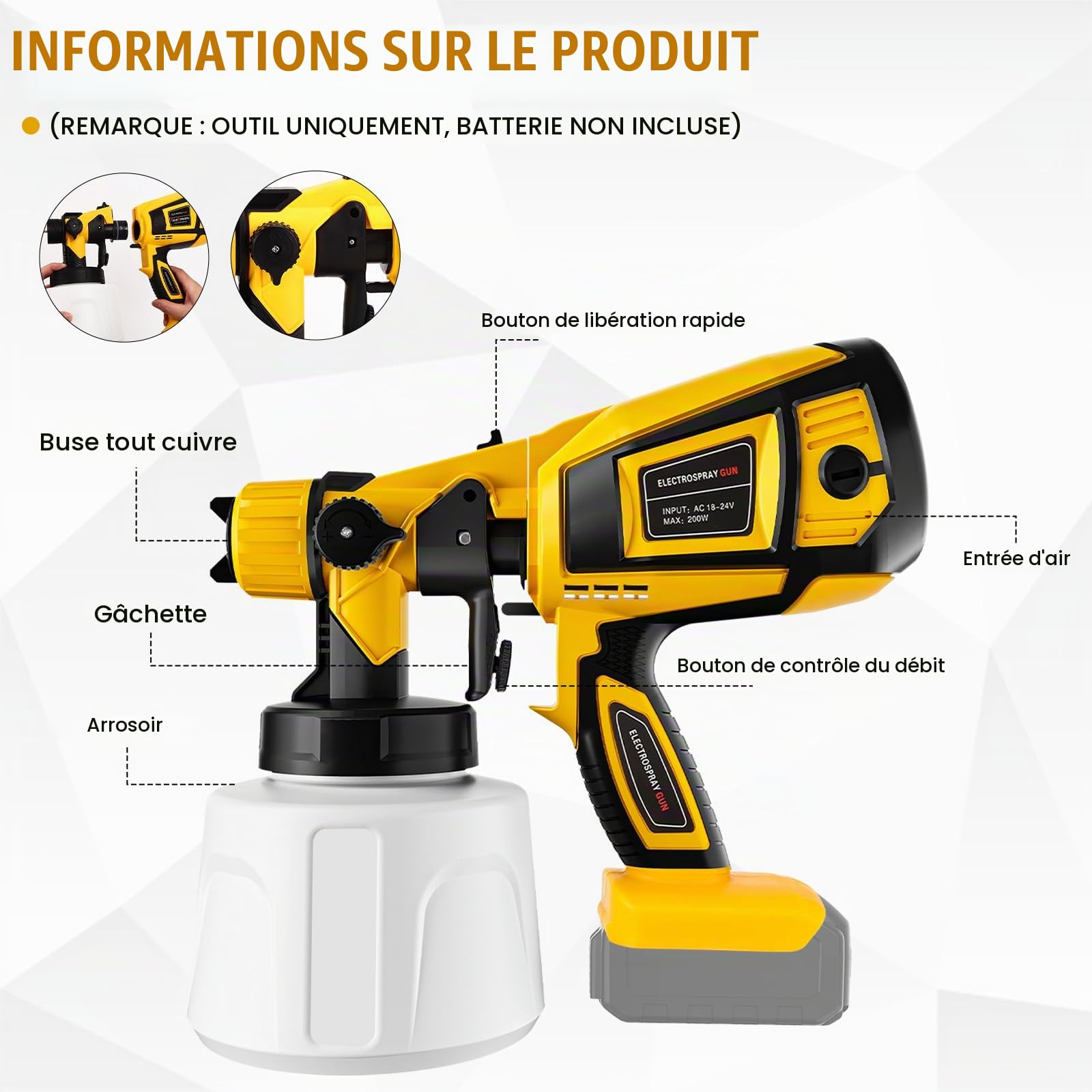 Système de pulvérisation sans Fil pour Dewalt 20V (sans Batterie)