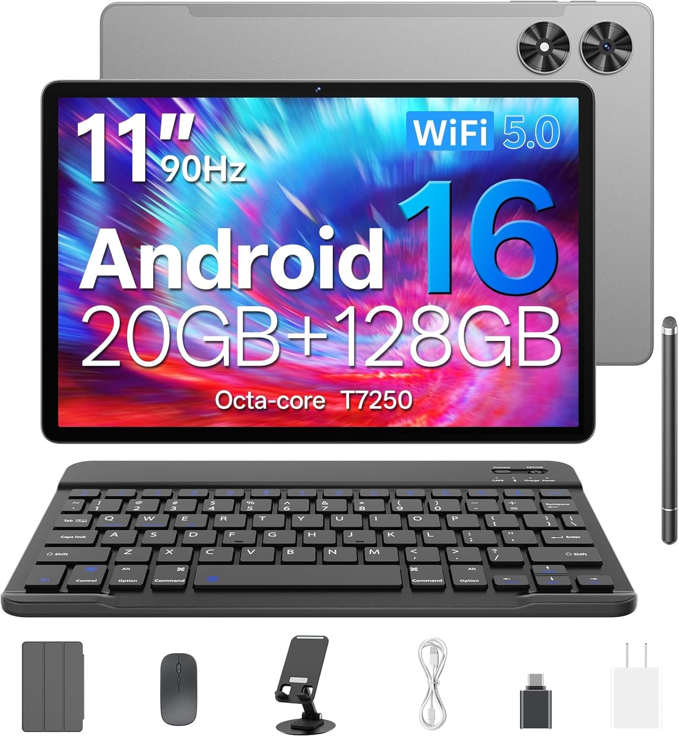 Android 16 Tablet, 2025 Upgraded 11 inch Android Tablets with Keyboard, 20GB+128GB+1TB Expand, Support Face Unlock+Widevine L1 Supported, Octa-Core CPU,Dual WiFi, Dual Camera,8800mAh Battery, Silver Android 16 Tablet, 2025 Upgraded 11 inch Android Tablets with Keyboard, 20GB+128GB+1TB Expand, Support Face Unlock+Widevine L1 Supported, Octa-Core CPU,Dual WiFi, Dual Camera,8800mAh Battery, Silver