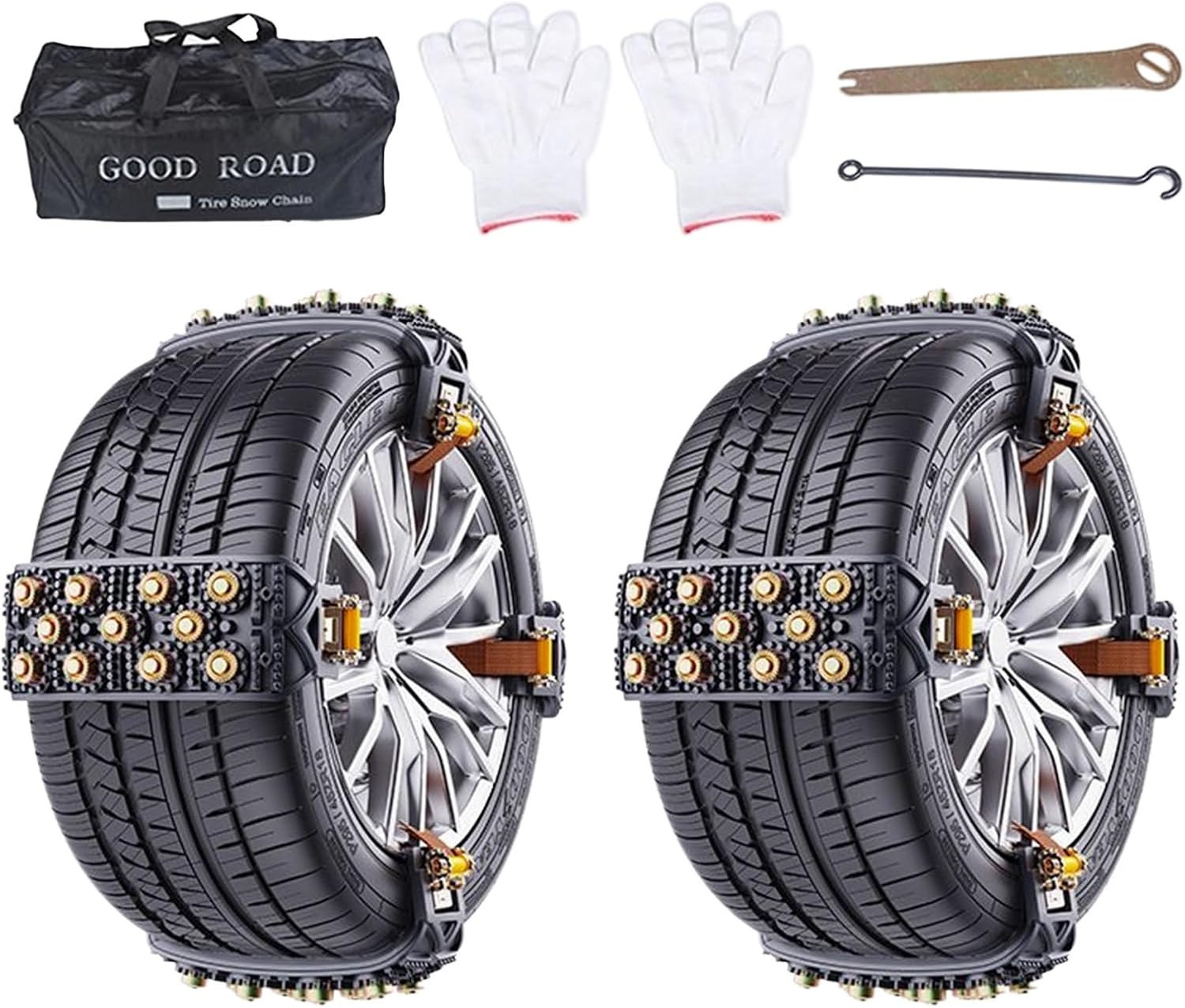 Snow Tire Chains - 5-Second Install Anti-Slip Traction,Fit 165-265mm Wheel Anti-Slip Lawn Tractor Tire Chains | for Traction, Snow, Mud, Sand, Ice, Lawn Mower, SUV, Trailer