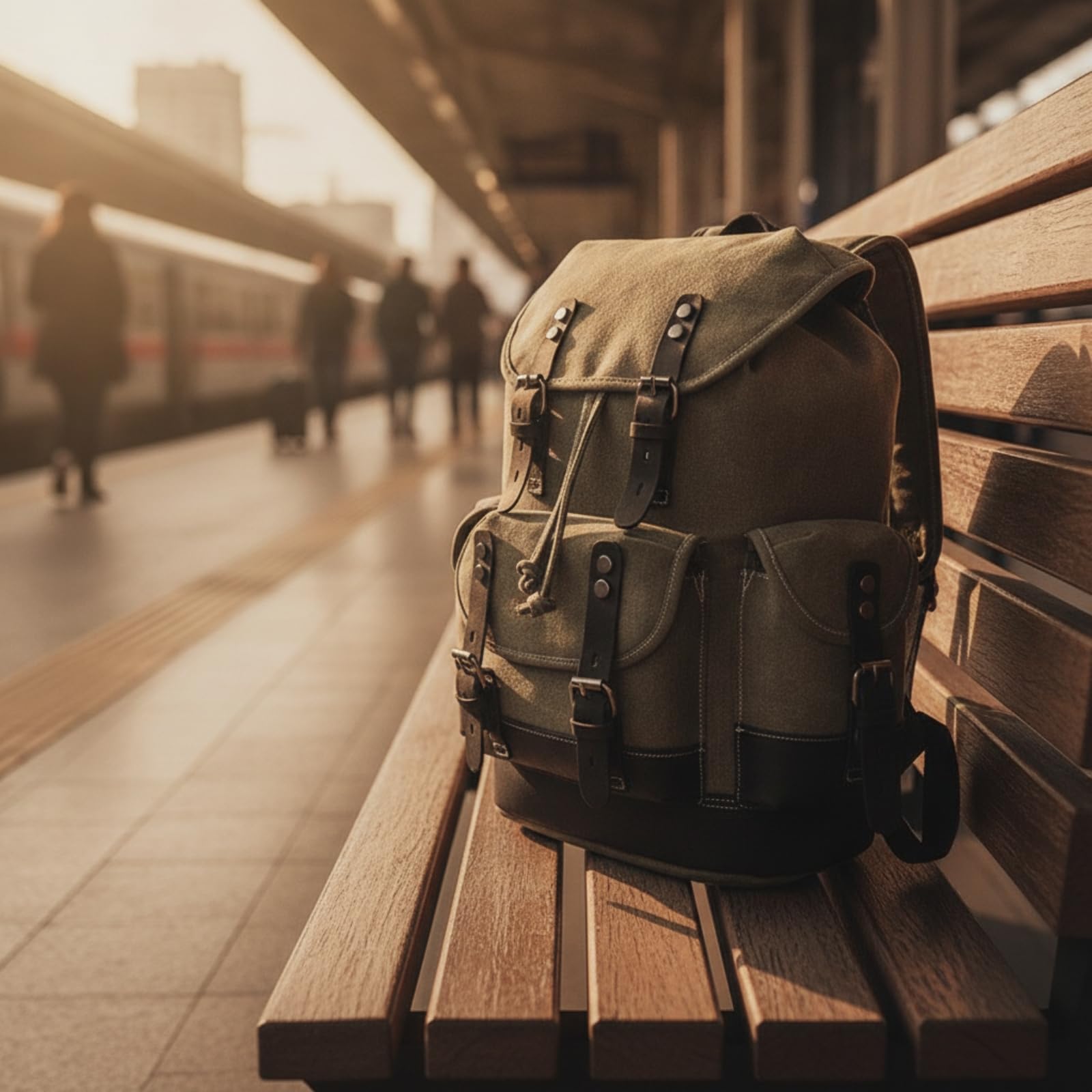Zaino in Tela Robusto Zaino Vintage Multitasche Borsa con Coulisse per Pendolari, Viaggiatori, Tempo Libero, università, Array, Verde