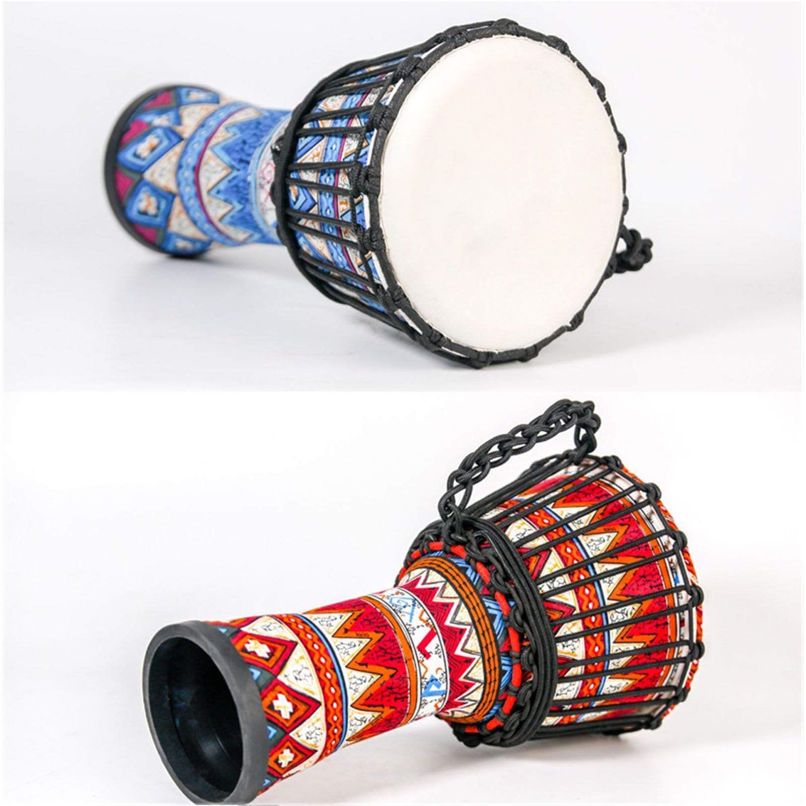 Afrykański Bęben Głowa Bębna z Koziej Skóry z Wiązaną Liną, Antypoślizgowy Spód Bęben Djembe na Wesele, Kemping, Impreza(12inch A)