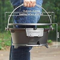 Vista 2 de IronMaster Hibachi Grill, 100% Cast Iron, Tabletop Small Portable Charcoal Grill for Outdoor Camping - 2 Heights, Air Control, Coal Door, Ideal for